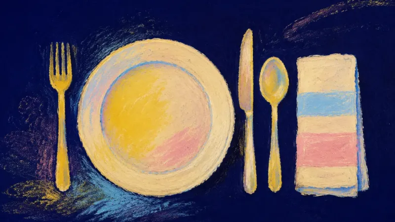 A Place Reclaimed A restored place setting with balanced, distinct forms, symbolizing self-respect, chosen speech, and