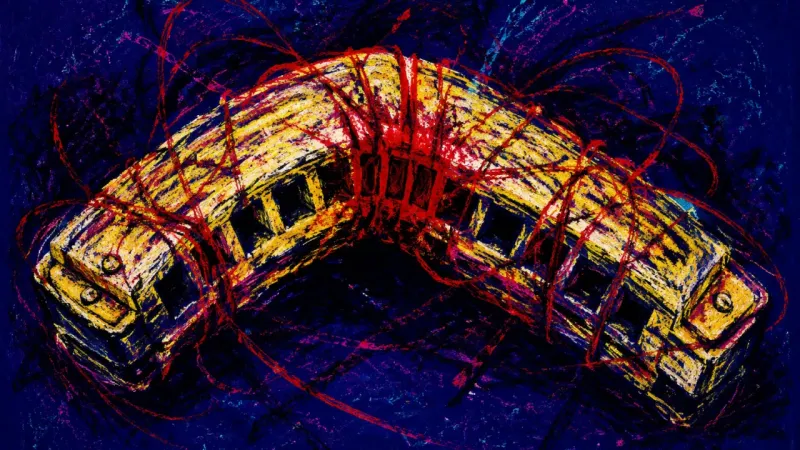 Crushed Refrain A crushed harmonica bound by chaotic lines, representing swallowed anger and the pressure of an