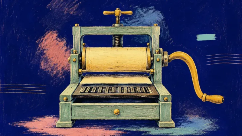 Proof in Motion A restored printing press with aligned parts, representing capstone paralysis resolved through a;