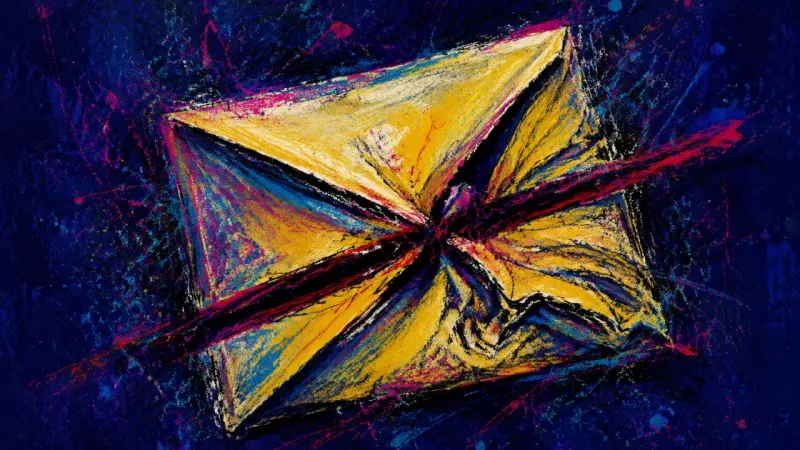 Crushed Correspondence A crushed envelope with its flap folded inward, representing the loss of communication when a pause