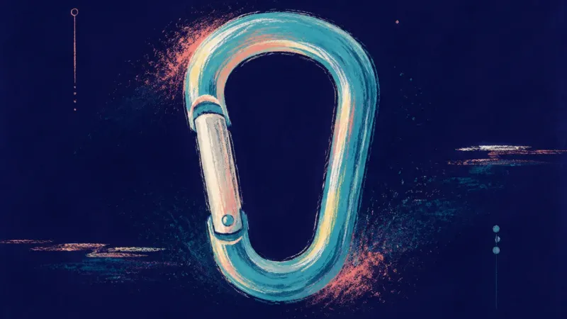 Connection Realigned A carabiner with a clear aligned gate, representing family support that remains connected while a