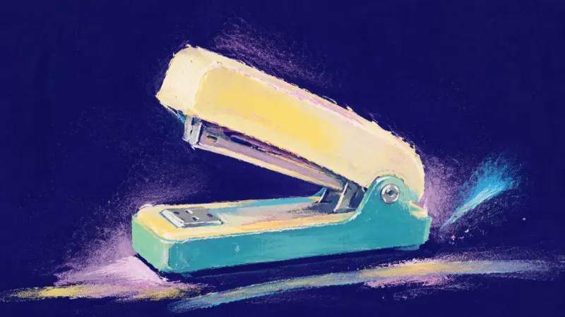 A restored stapler with a balanced open form, symbolizing a workable weekly rhythm that protects||||