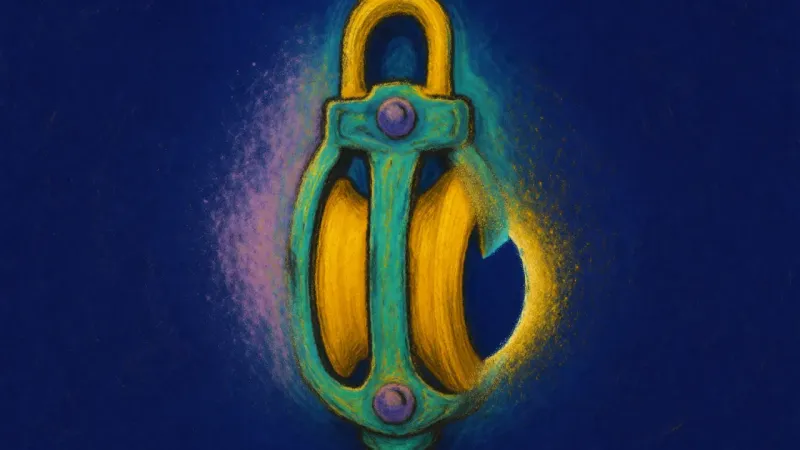 A restored pulley block with aligned wheels, representing self-help overload resolved through one