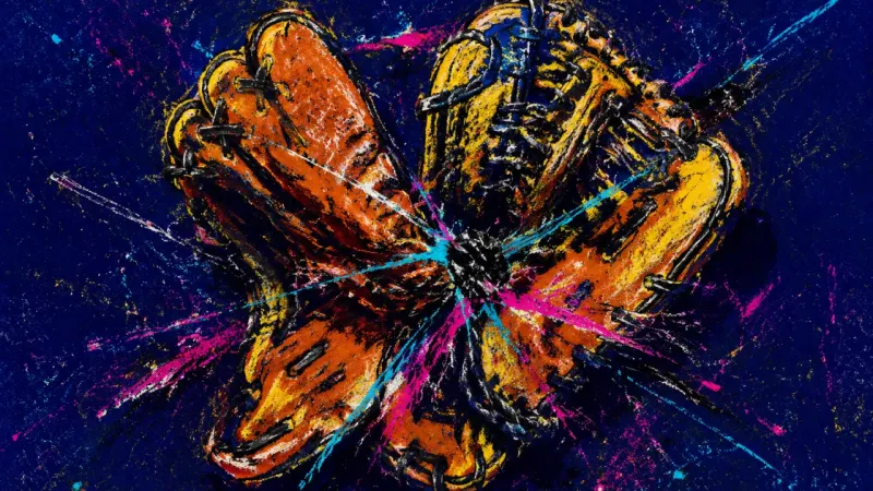 Grip Without Reciprocity A baseball glove crushed around tangled lacing, representing limerence, rushed attachment, and the loss of clear relational boundaries.