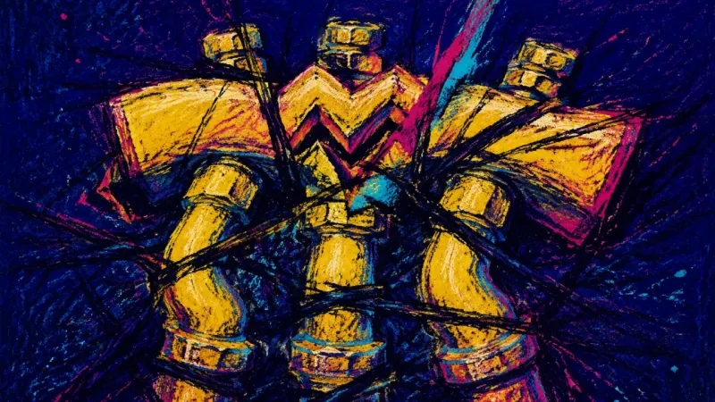 Manifold Override A crushed manifold bound by chaotic lines, representing micromanagement, self-censorship, and the