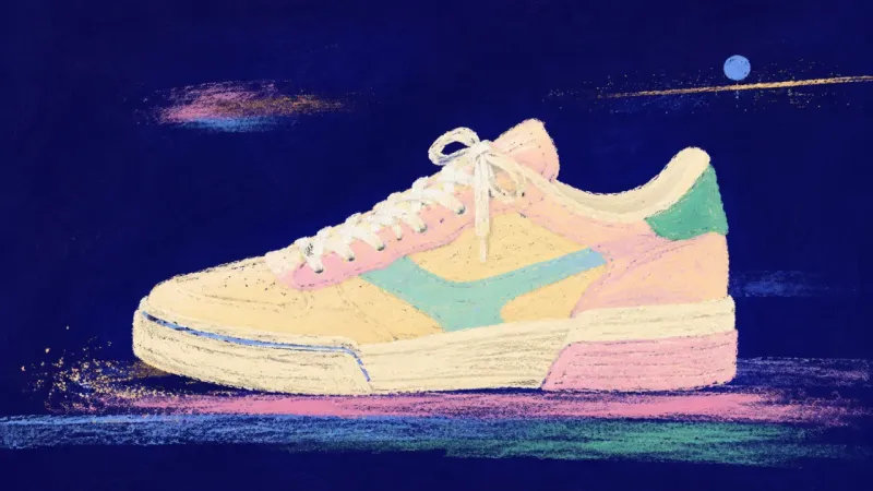 A Pace Reclaimed A restored sneaker with an orderly lace path, representing comparison anxiety resolved through self‑