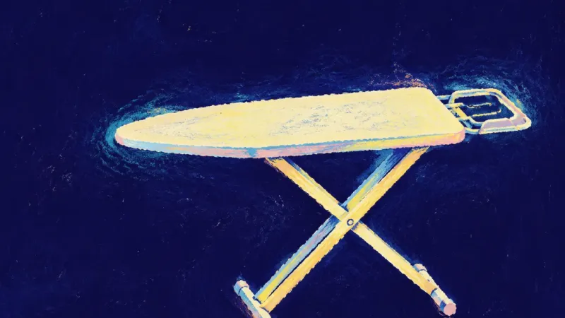 A restored ironing board with an open, balanced outline, representing shared responsibility and