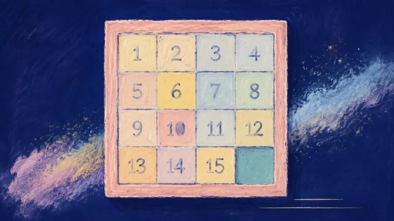 One Clear Move A restored sliding puzzle with an ordered sequence and one open cell, representing steady study2D-