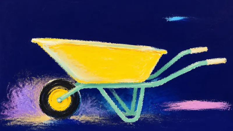A restored wheelbarrow with ordered contours, representing family support received through explicit—