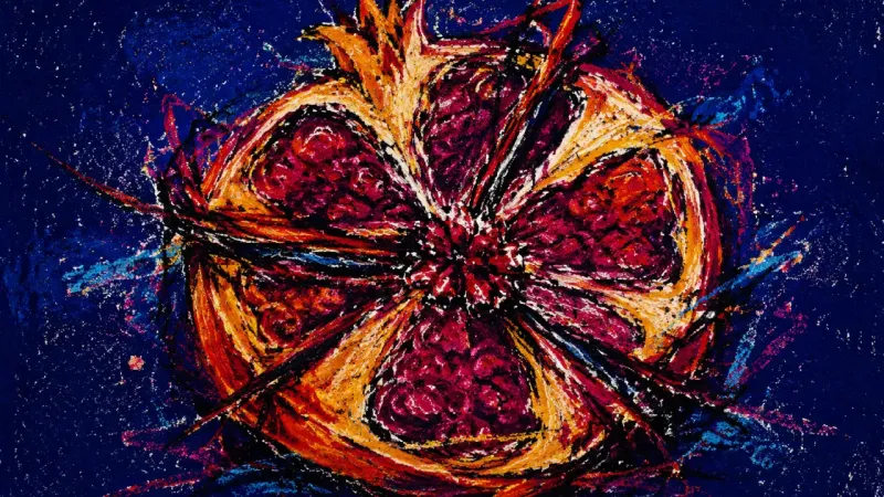 The Overheld Core A crushed pomegranate with chambers pulled into one knot, representing managerial overcontrol, over4