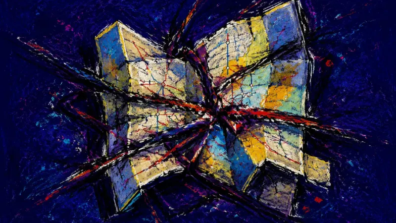 A distorted road map trapped in tangled lines, representing accountability avoidance, stalled―