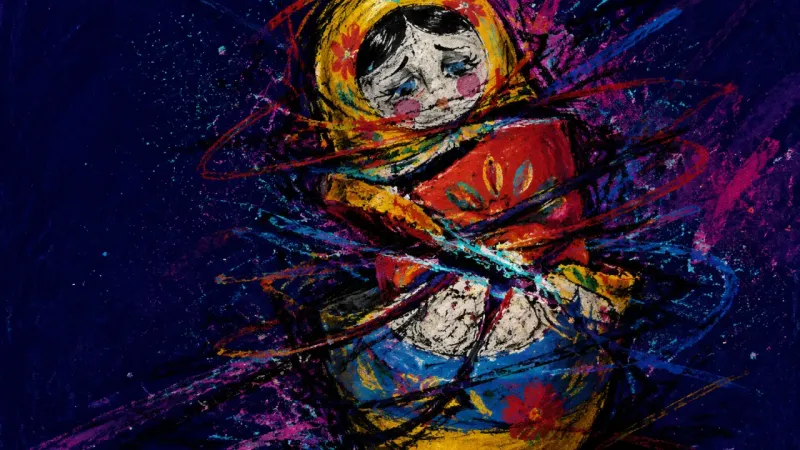 Layers Forced Open A nesting doll crushed into tangled layers, representing premature vulnerability, unequal reciproci.