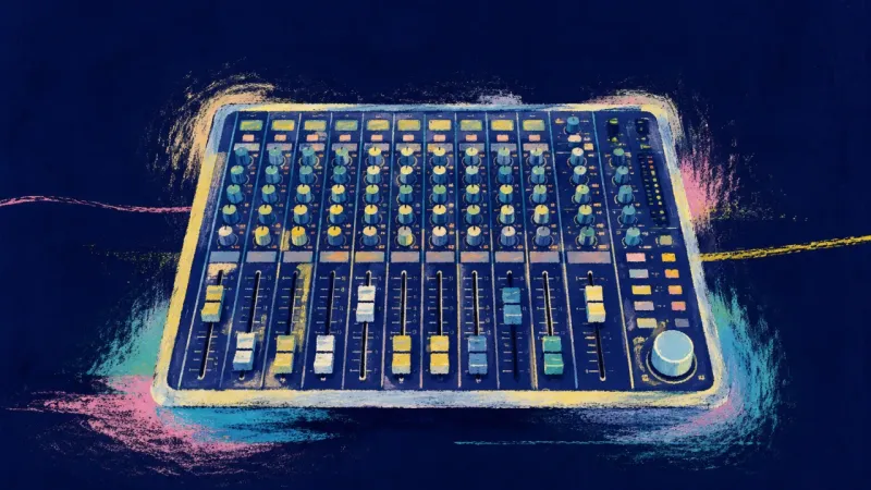 A restored mixing console with distinct, orderly channels, representing authentic participation led,