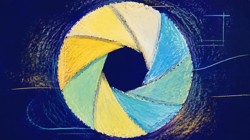 A restored aperture diaphragm in balanced order, representing career choices guided by lived-based,