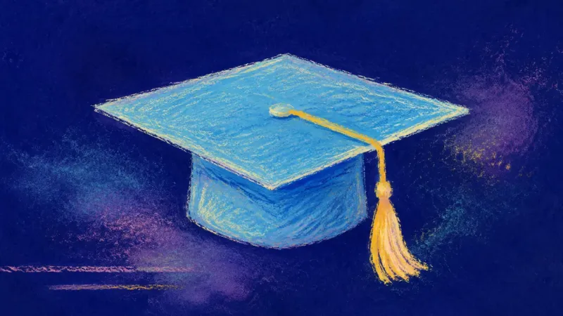 A restored mortarboard with balanced edges and a released tassel, representing fair career choices,