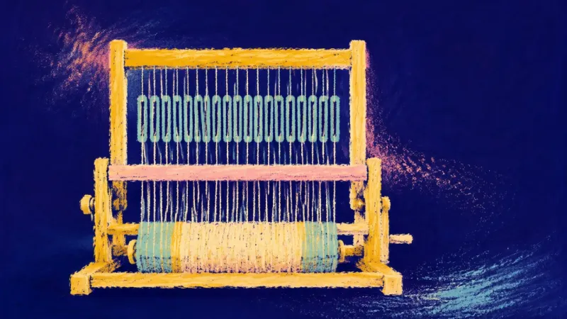 The Ordered Weave A restored loom with evenly spaced threads represents email procrastination resolved through clear