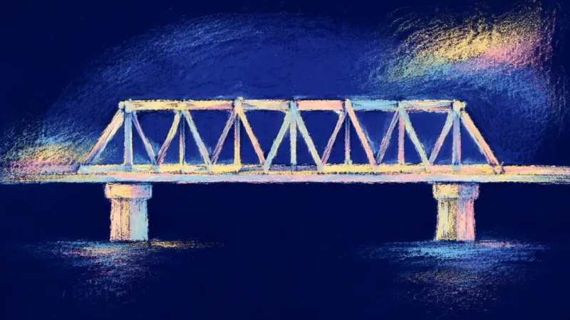 The Shared Span A restored truss bridge with evenly shared supports, representing self-worth, balanced priorities,