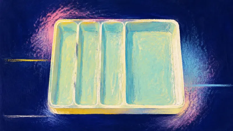 Order Within Reach A restored cutlery tray with open, ordered compartments represents home care reclaimed through one_f