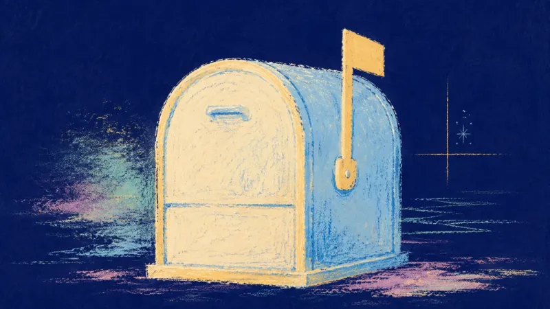 Restored Correspondence A restored mailbox with orderly contours, representing advisor outreach freed from perfectionism and