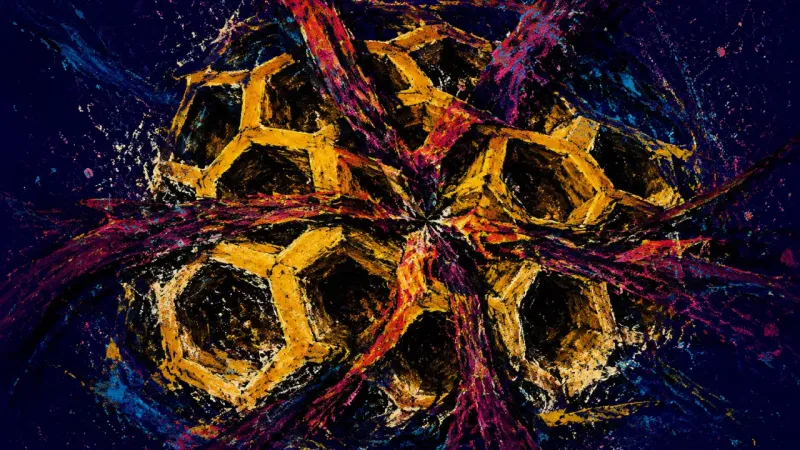 Cells Under Pressure A crushed honeycomb bound into one congested junction, representing guilt-driven mediation and the,
