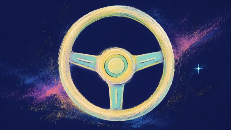 Direction Restored A restored steering wheel with balanced spokes, representing self-directed choices that remain by