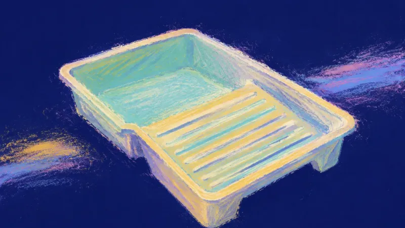 Order in Progress A restored paint tray with an orderly contour, representing perfectionism easing into reversible 2D-