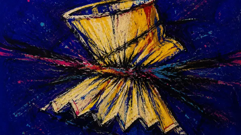 Shade Under Audit A lampshade crushed by tangled lines, representing rental rootlessness and the pressure to postpone