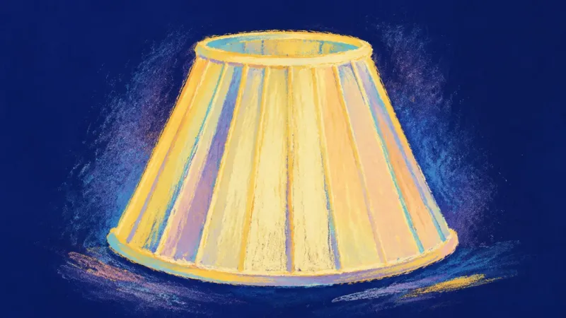 Shade in Rhythm A restored lampshade with evenly opened ribs, representing grounded belonging and present care that