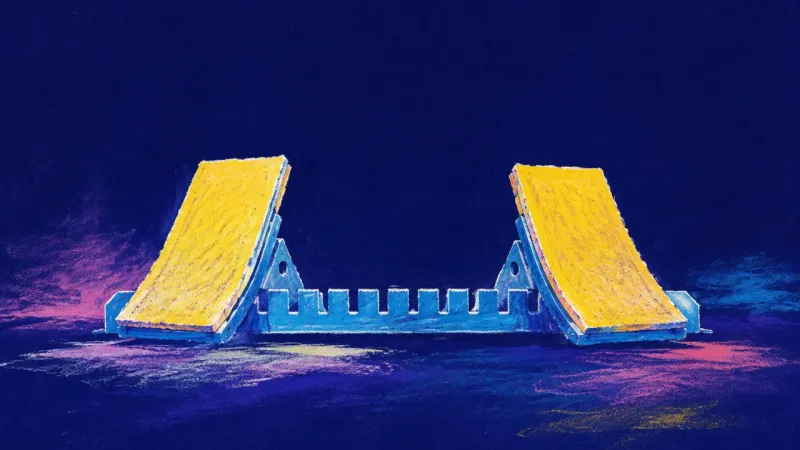 Self-Directed Start Restored starting blocks with evenly spaced parts, representing grounded clarity and steady action h
