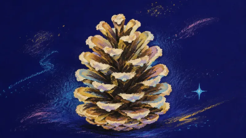 Open Rhythm An evenly opened pinecone represents a friendship released from old roles, where shared history andー