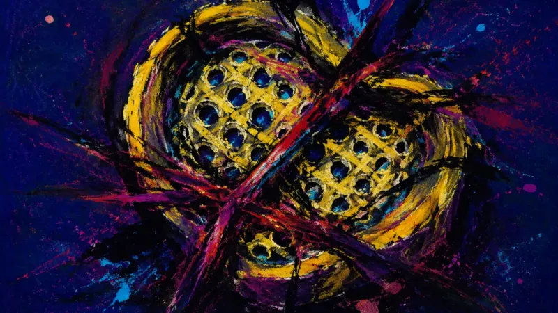 Clogged Boundaries A crushed sieve tangled in dense lines, representing the pressure of absorbing household problems||