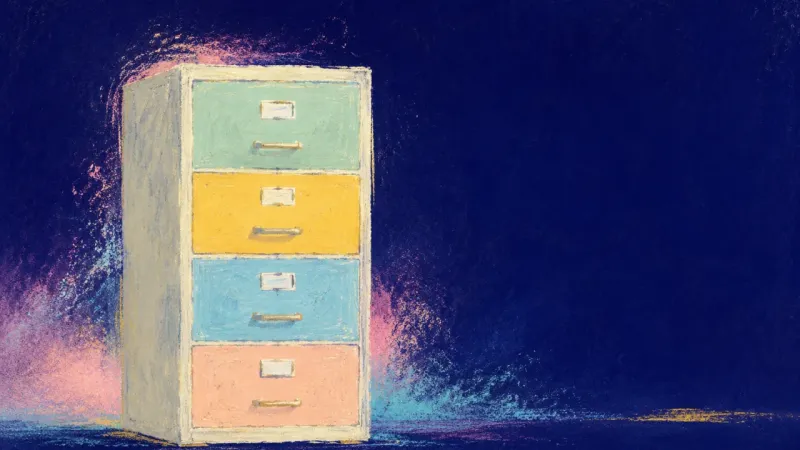 A restored filing cabinet with ordered drawers, representing clear scope, balanced contribution, and