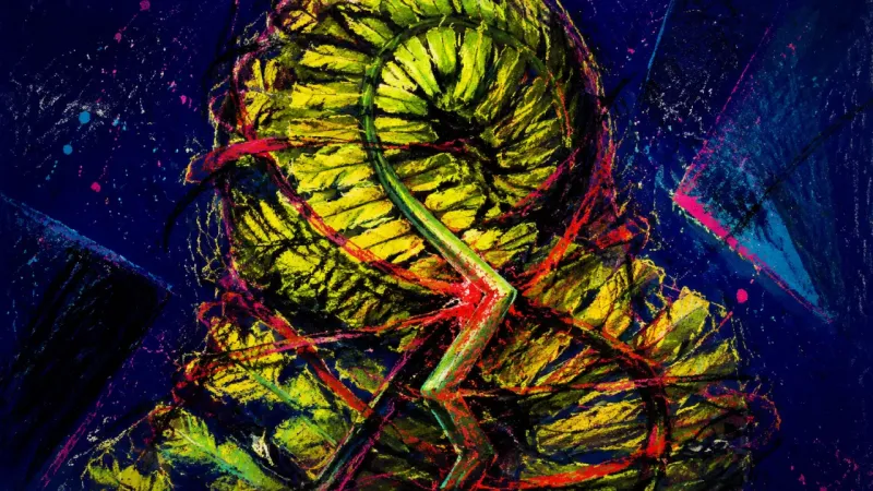 Frond Under Verdict A tightly coiled fern frond represents approval anxiety, with personal values compressed by public .