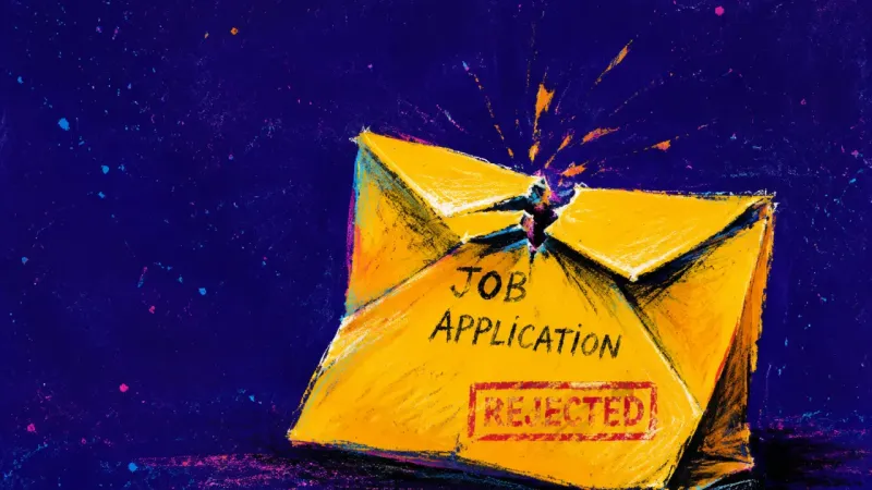 The Delayed Opening A repeatedly opened job application envelope, symbolizing protective postponement after