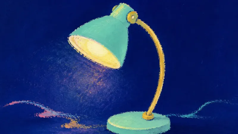 Steady Arc A restored desk lamp symbolizes flexible study practice, balanced effort, and grounded self-trust.