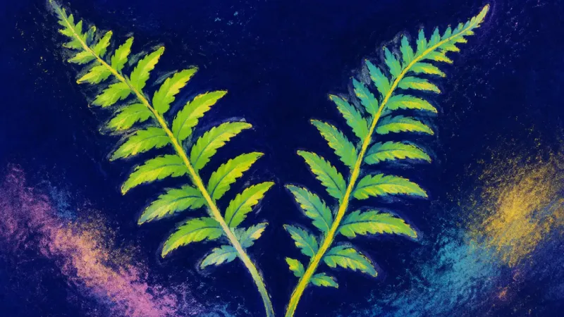 Reciprocity Unfurled Two fern fronds regain distinct, balanced forms, representing mutual readiness, clear boundaries, nd