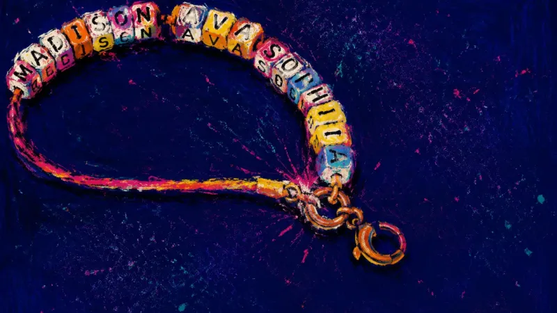 Terms of Belonging A letter-bead friendship bracelet crowded to one side, symbolizing a friendship maintained through