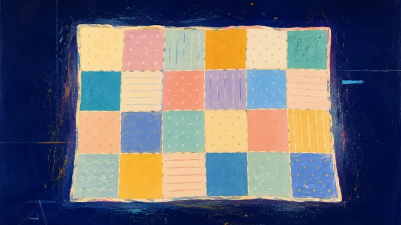A Workable Whole A restored patchwork quilt with aligned panels, representing thesis anxiety resolved through visible
