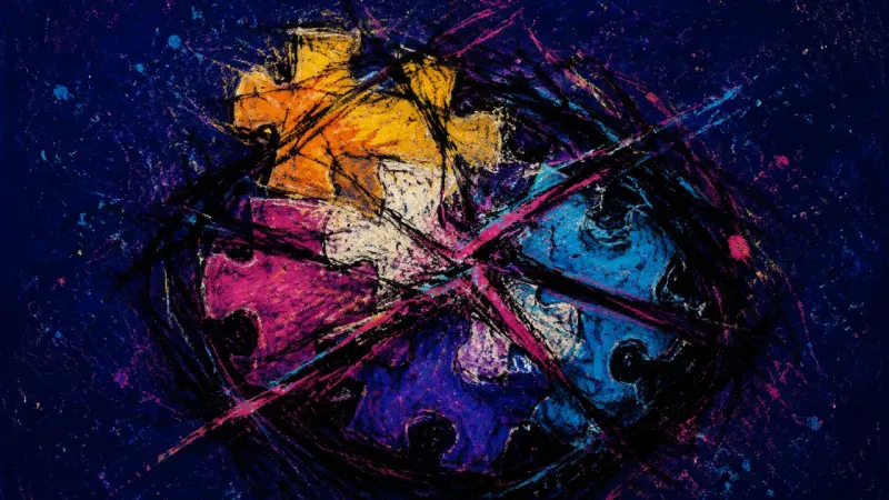 A distorted puzzle represents romantic idealization turning discernment into self-doubt as warning 