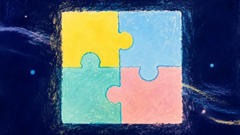 A reassembled puzzle represents attraction held alongside evidence, restoring self-trust, balanced g