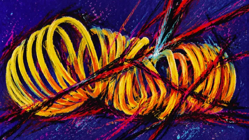 A compressed slinky tangled in dense strokes, representing anxiety-driven monitoring and the fear th