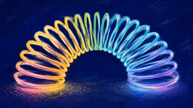 A slinky restored into an even open form, representing a friendship pace that allows space, recipro