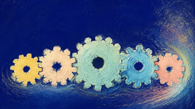 A restored gear train in balanced order, representing self-trust built through small experiments and