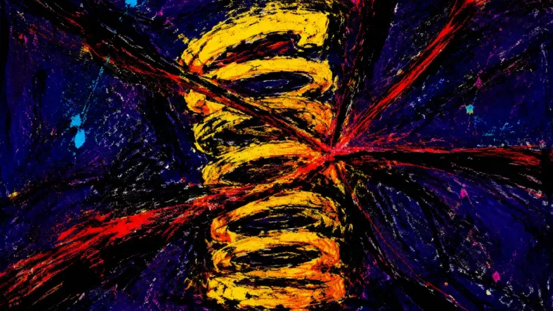 Compressed Spring An abstract spring crushed into a dense tangle, representing urgent responsibility, overcontrol, and