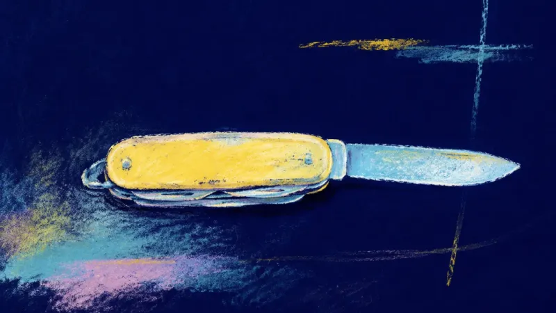 Directed Into Form A restored pocketknife with unused tools nested and one implement extended, representing focused...”