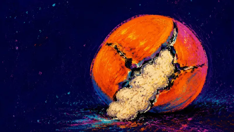 The Protected Answer A ruptured stress ball with its filling forced through a torn seam, symbolizing the strain of