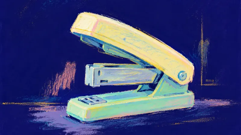 A restored stapler represents separating a specific work concern from group judgment and rebuilding