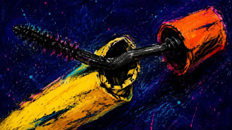 A buckled mascara tube with a bent wand, symbolizing the strain of preserving a valued connection by