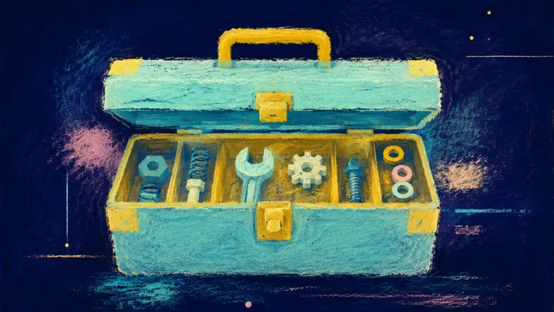 A toolbox restored to clear order, representing chosen support, shared responsibility, and steady