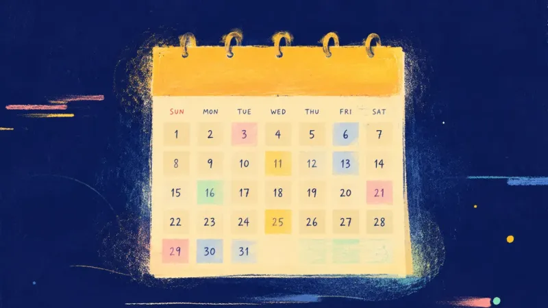 Pace Reclaimed A restored calendar with evenly spaced dates, representing a freely chosen relationship pace, clear boundaries, and renewed self-trust.